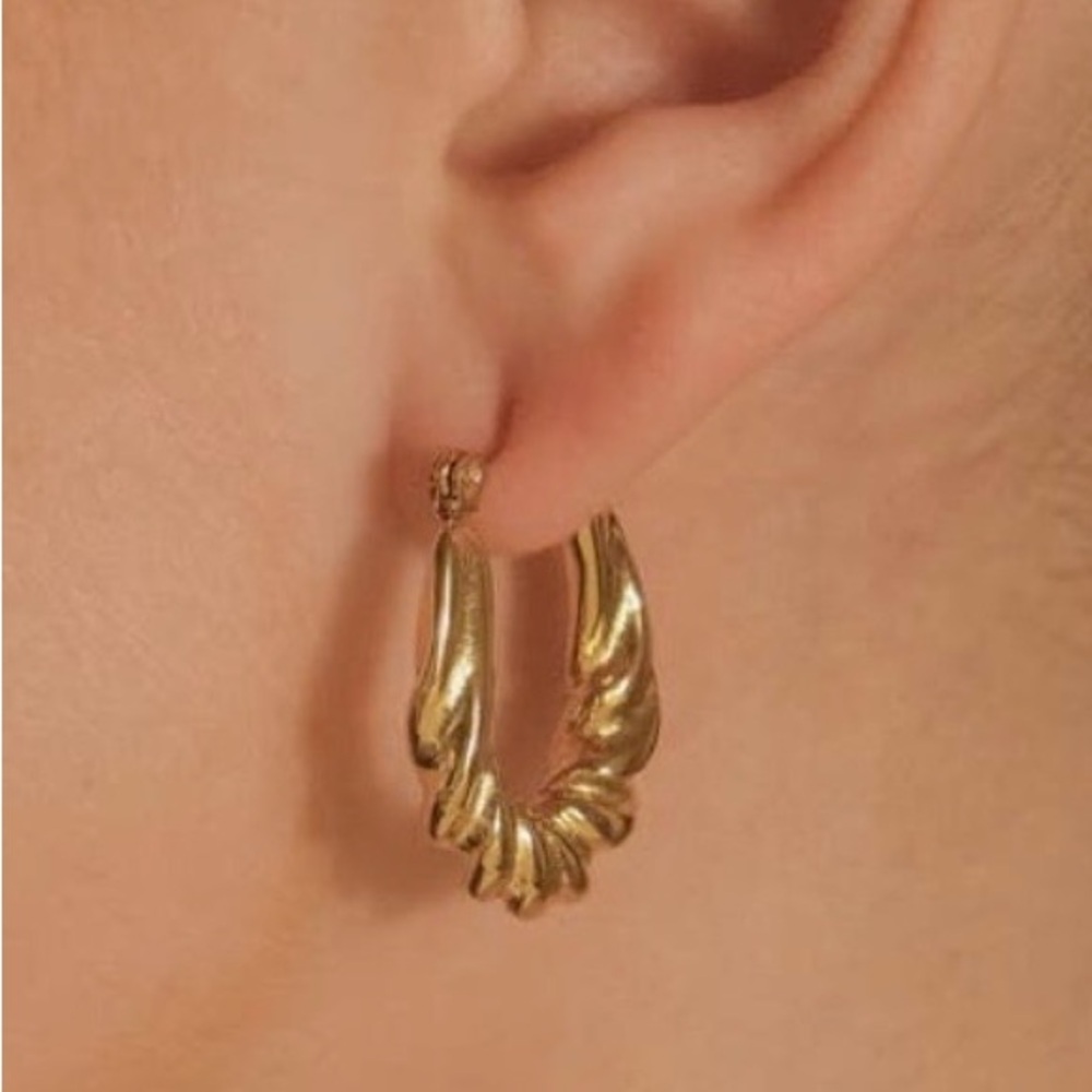 BRAND NEW Nordstrom 14k gold over silver, twist Hoop Earrings.